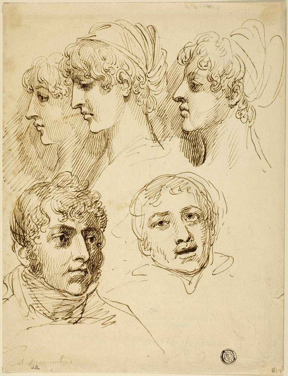 Five Sketches of Heads by Samuel Drummond