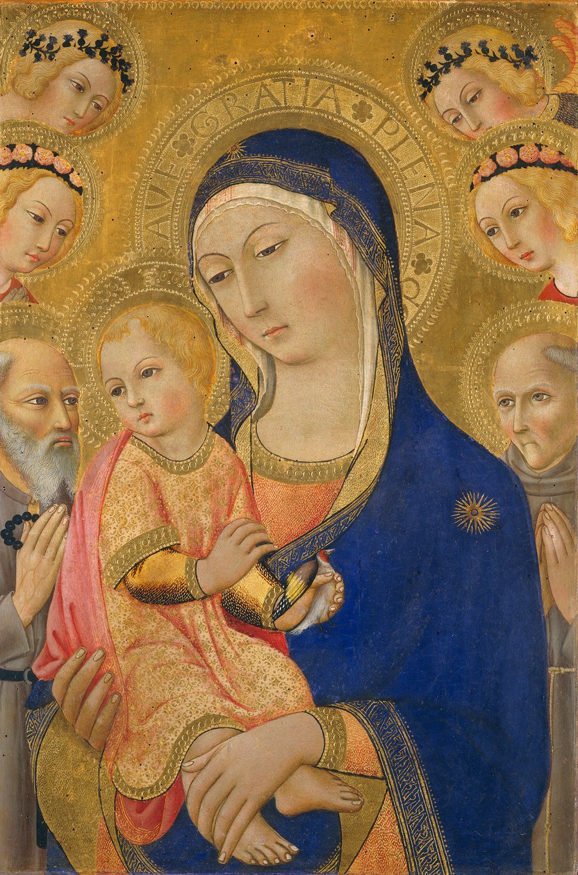 Madonna and Child with Saint Jerome, Saint Bernardino, and Angels by Sano di Pietro