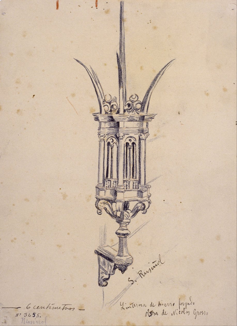 Copy of a Wrought Iron Lamp by Nicolas Grosso by Santiago Rusiñol