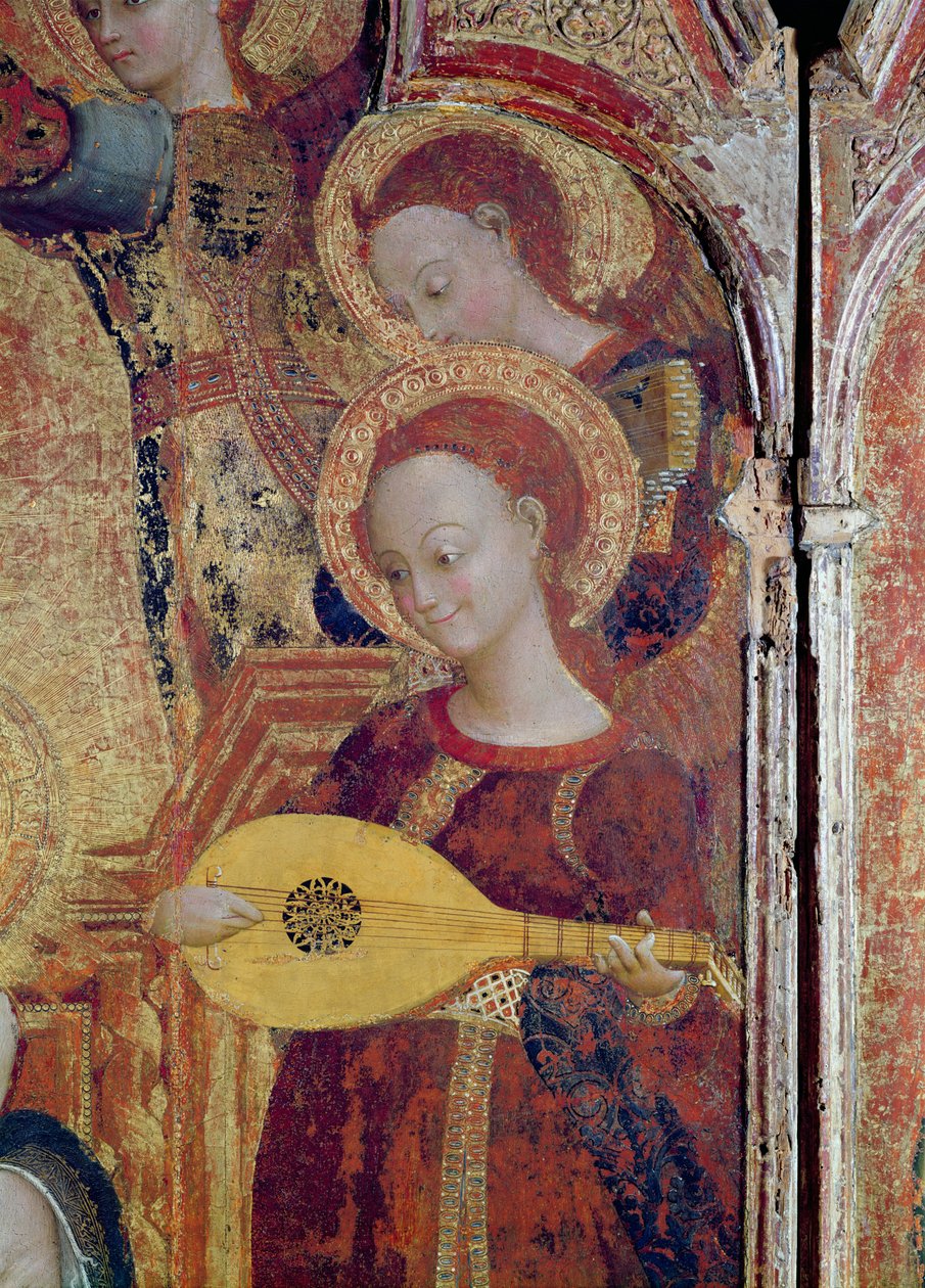 Detail of Angel Musicians from a Painting of the Virgin and Child Surrounded by Six Angels, 1437-44 by Stefano Sassetta