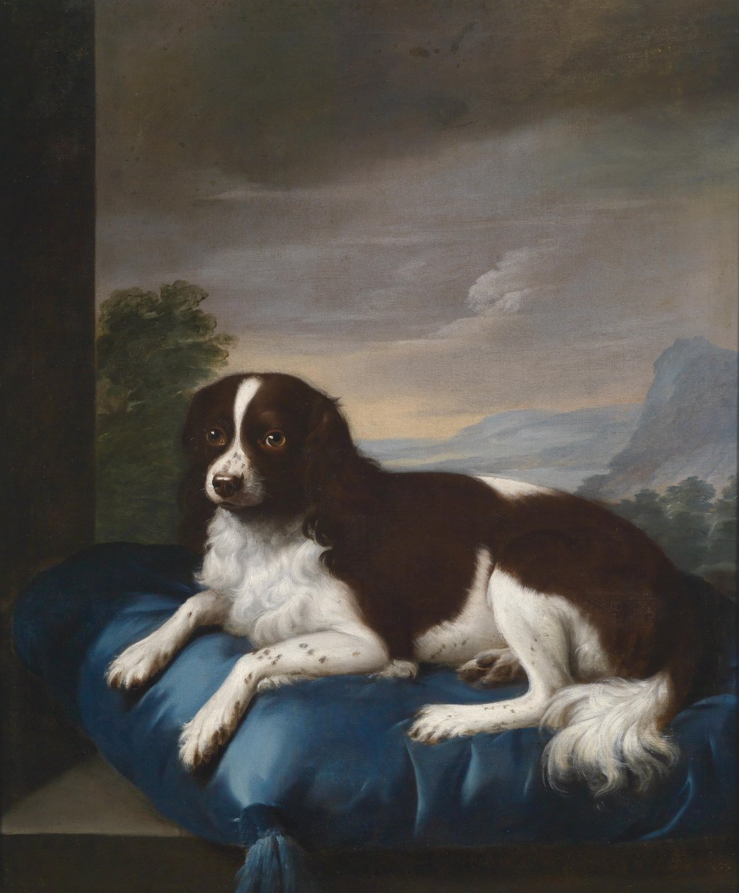 An English Springer Spaniel on a Cushion by Sawrey Gilpin