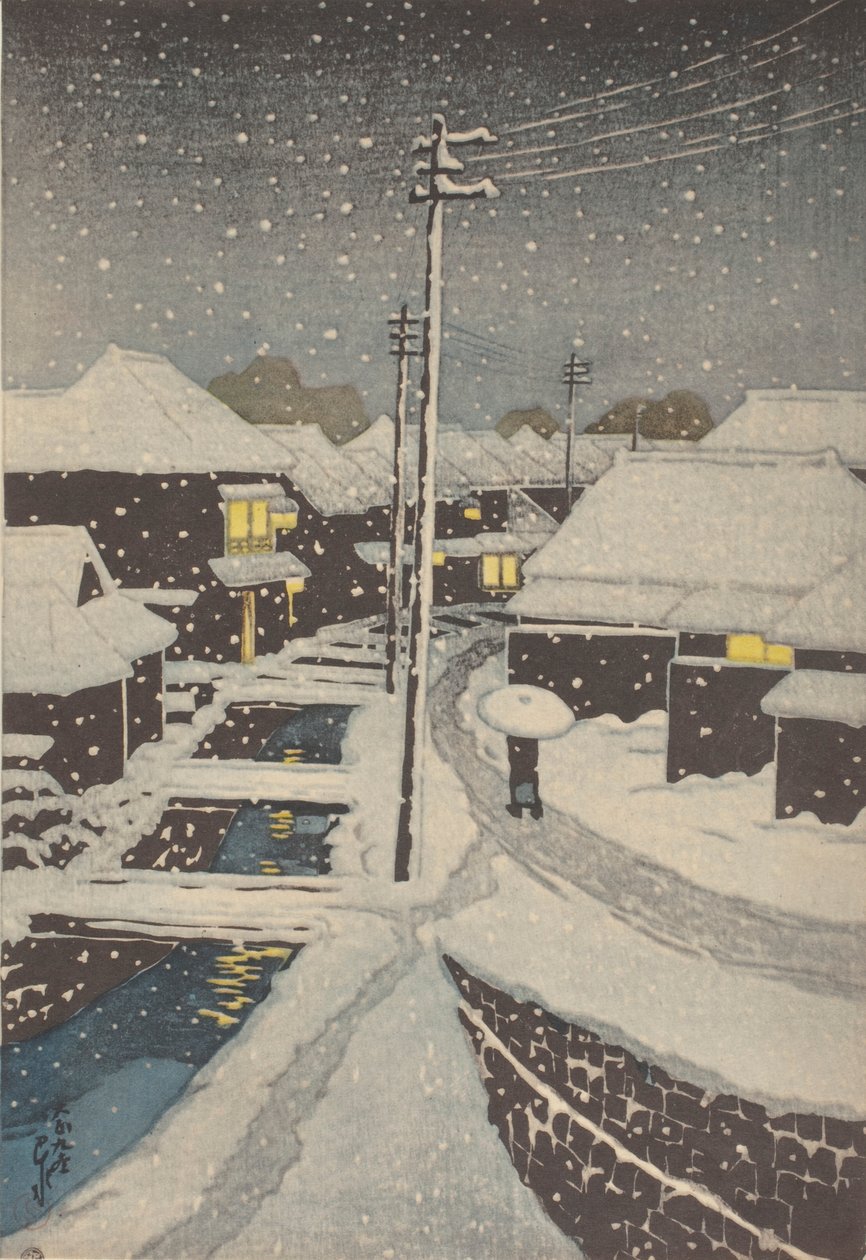 Evening Snow by School Japanese