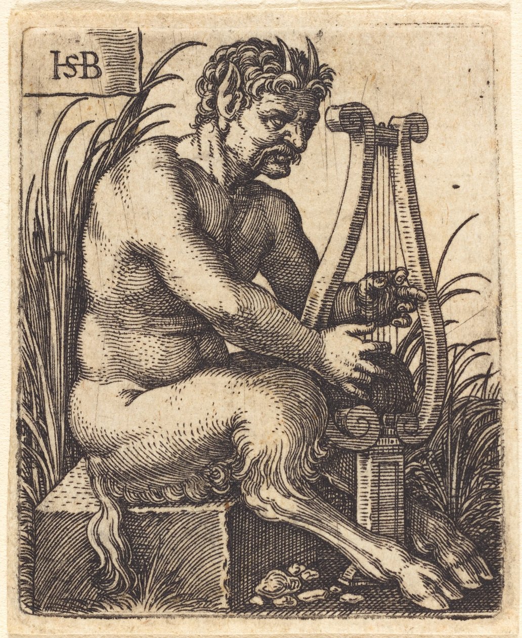 Satyr Playing Lyre by Sebald Beham