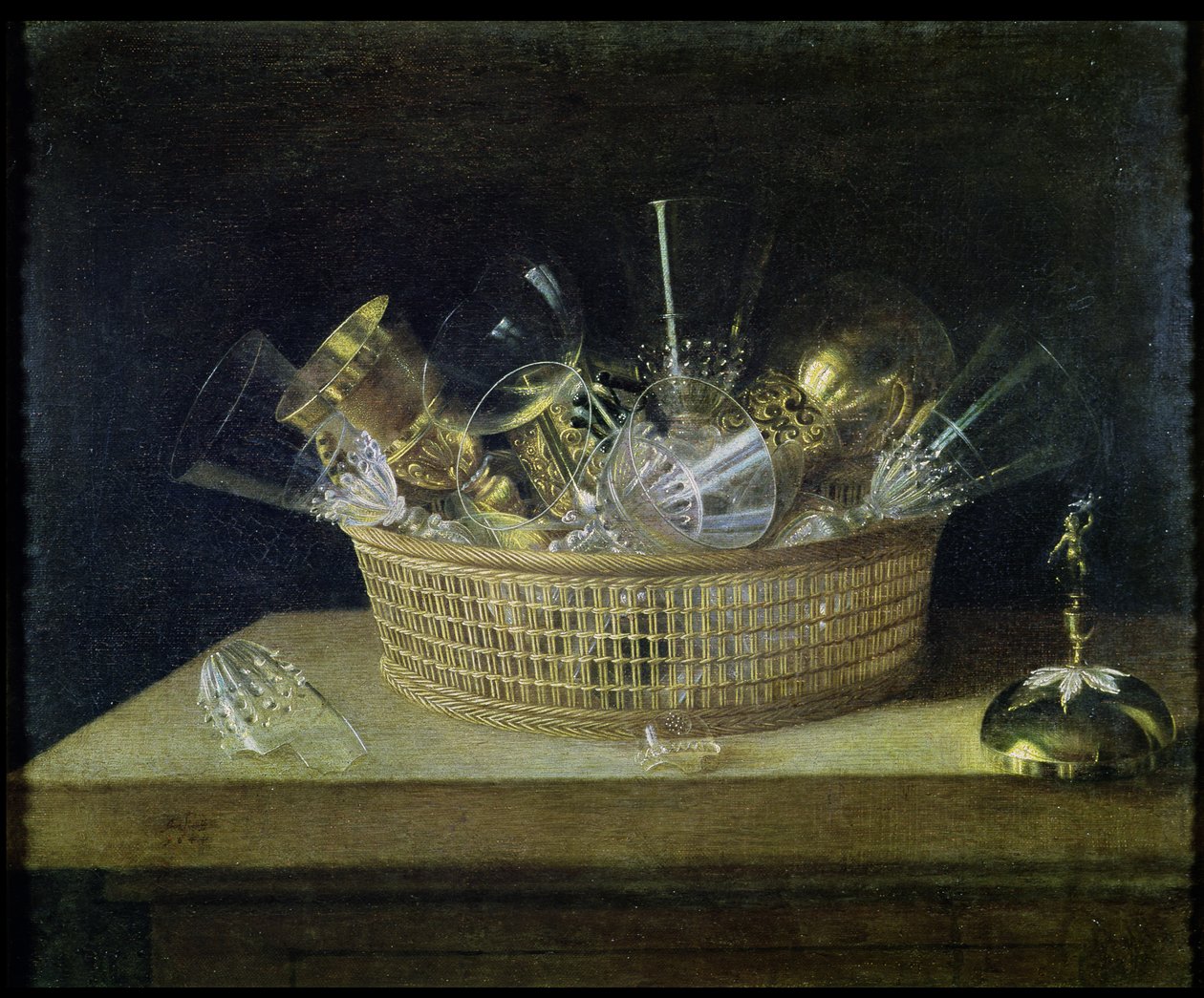 Still Life with a Basket of Glasses by Sebastian Stoskopff