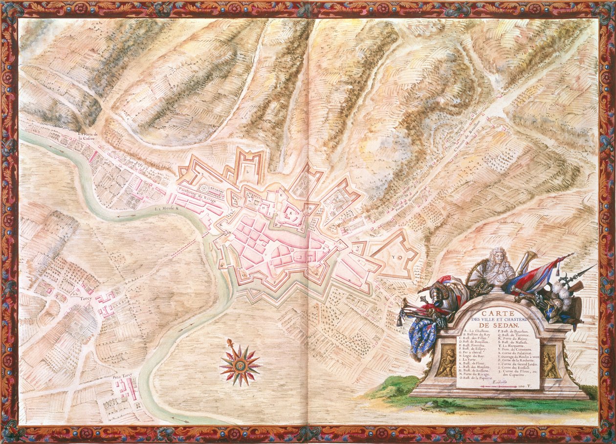 Plan and Map of the Town and Castle of Sedan, from the Atlas Louis XIV, 1683-88 by Sebastien Le Prestre de Vauban