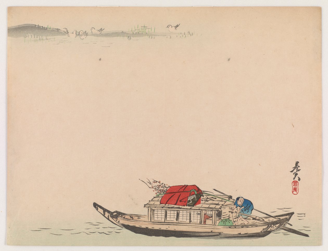 A River Boat by Shibata Zeshin