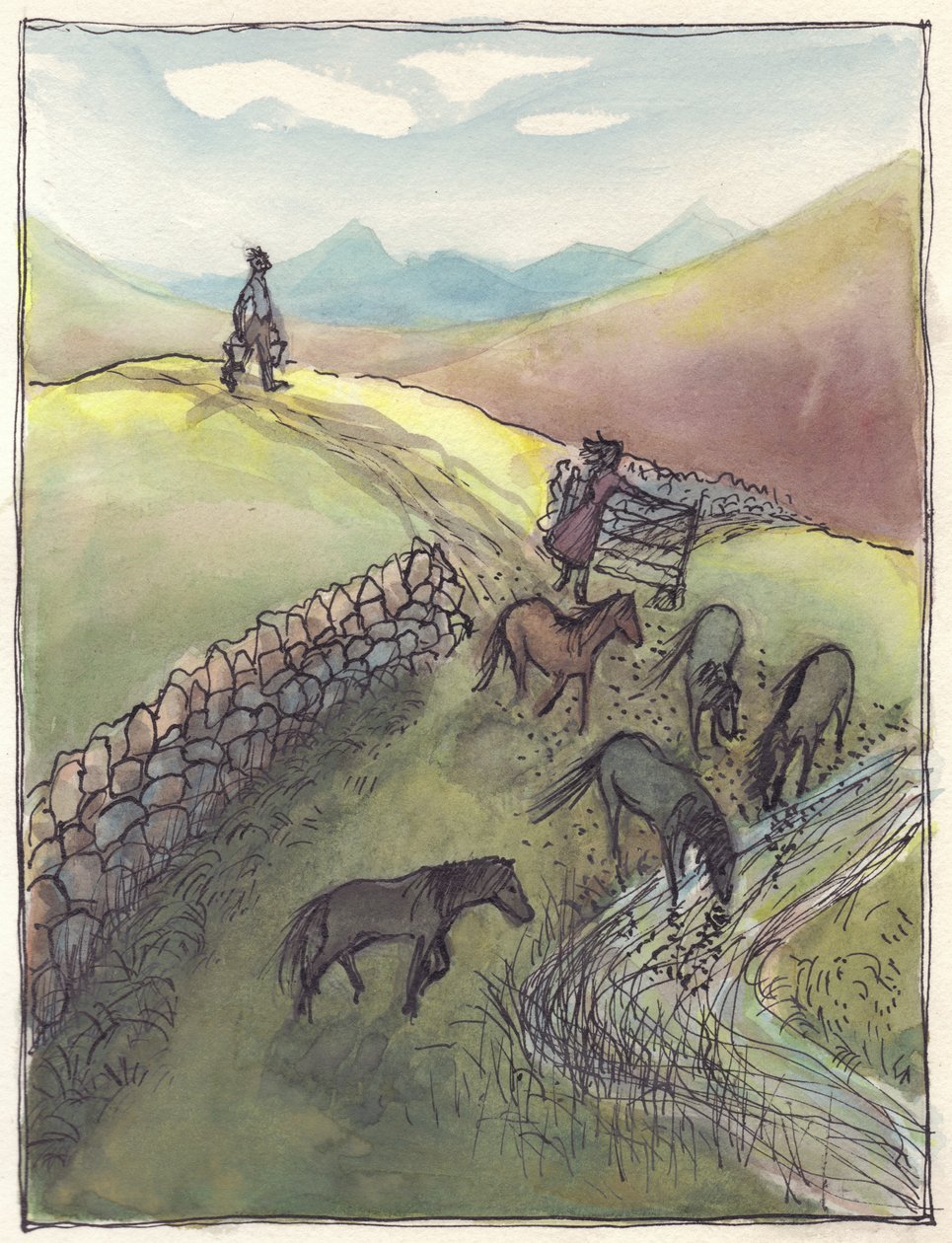 Horses Drinking by Shirley Markham