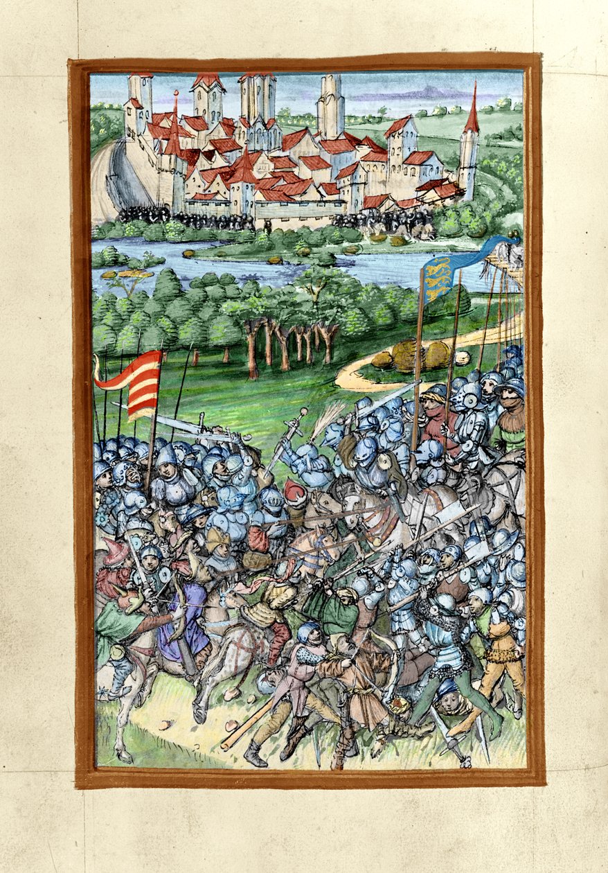 Illustration of the Battle of Lechfeld, from the Augsburg Chronicle, 1457 by Sigismund Meisterlin