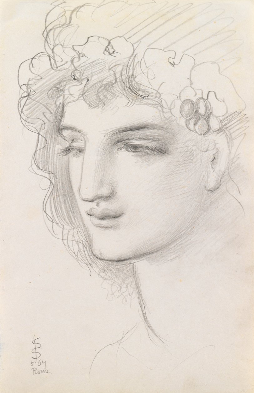 Study of a Garlanded Head by Simeon Solomon