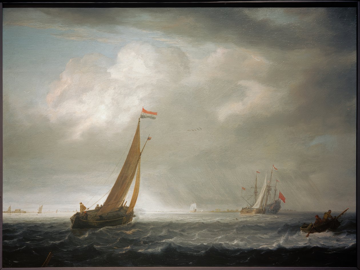 A Gusty Day in a Dutch River Mouth by Simon de Vlieger