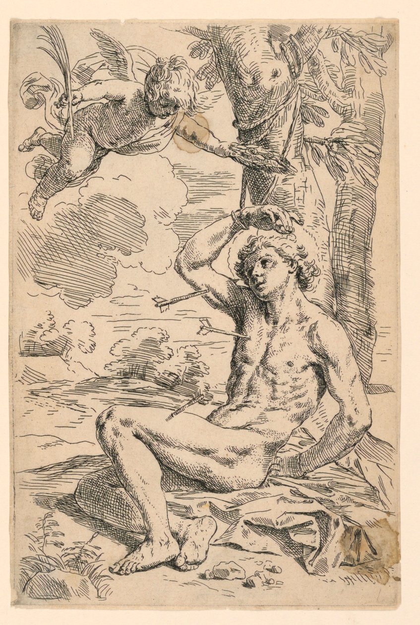 Saint Sebastian by Simone Cantarini