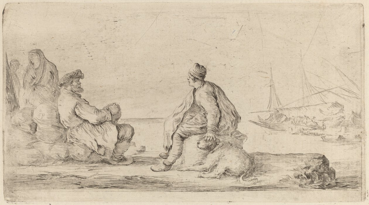 Sailors Seated on a Bank by Stefano della Bella