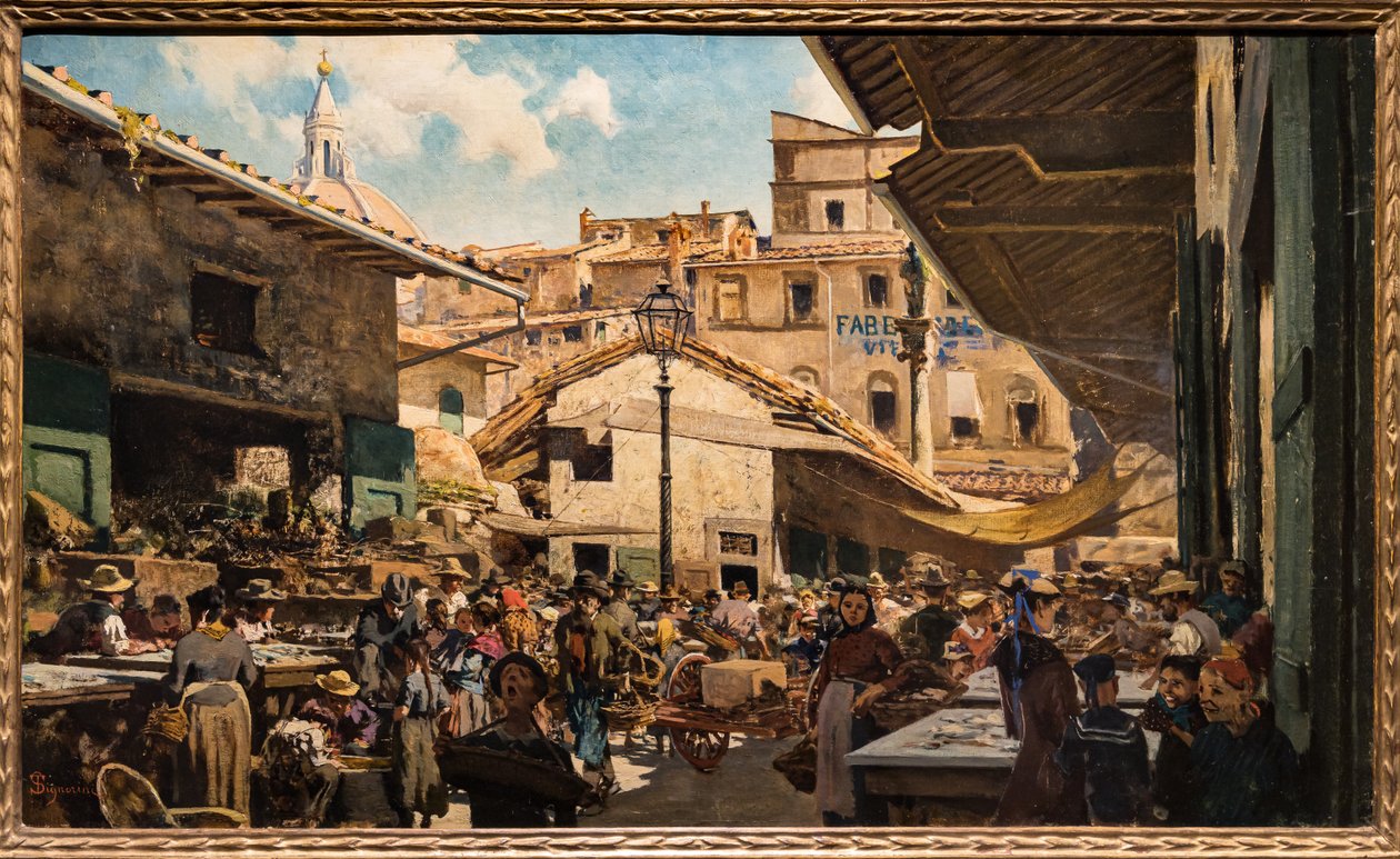 The Old Market by Telemaco Signorini