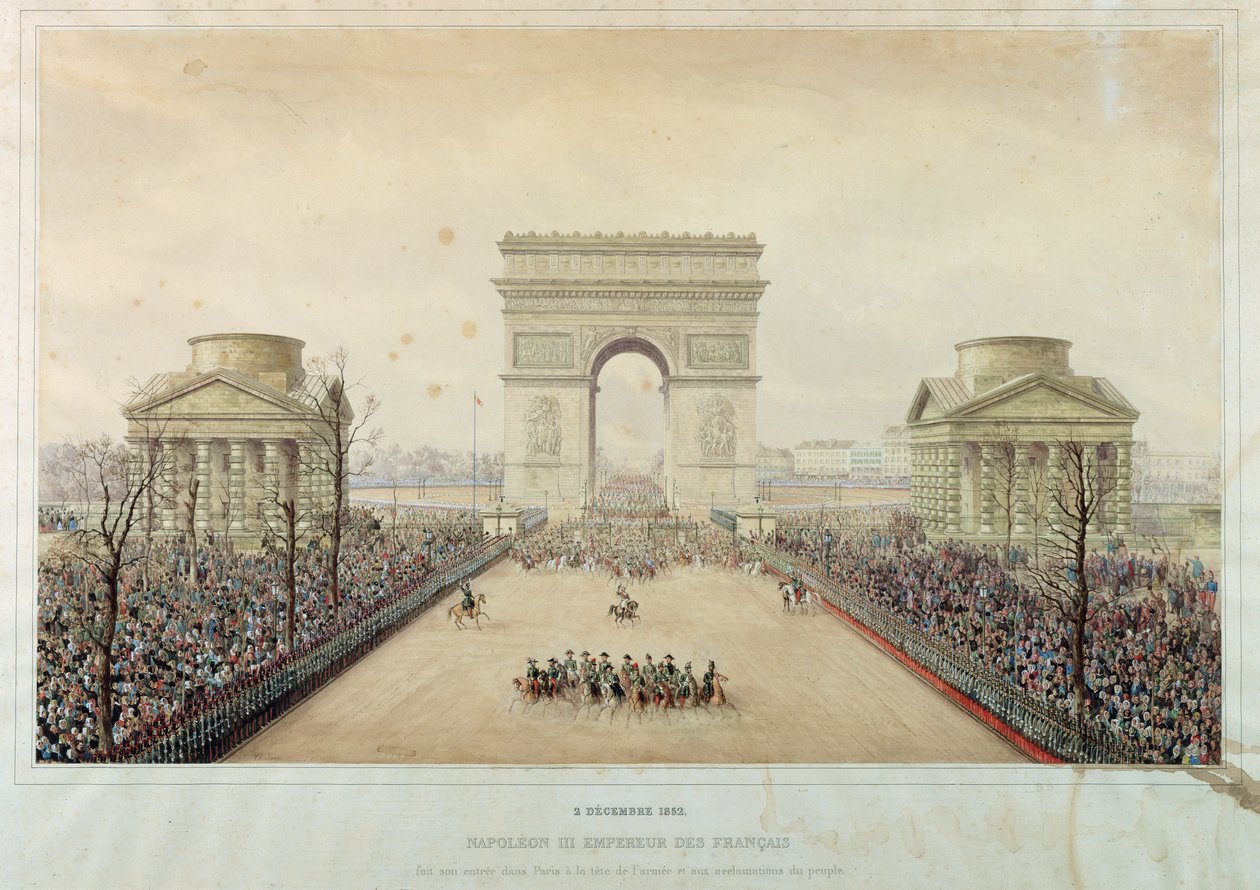 Entry of Napoleon III into Paris, through the Arc de Triomphe, on 2nd December 1852 by Theodore Jung