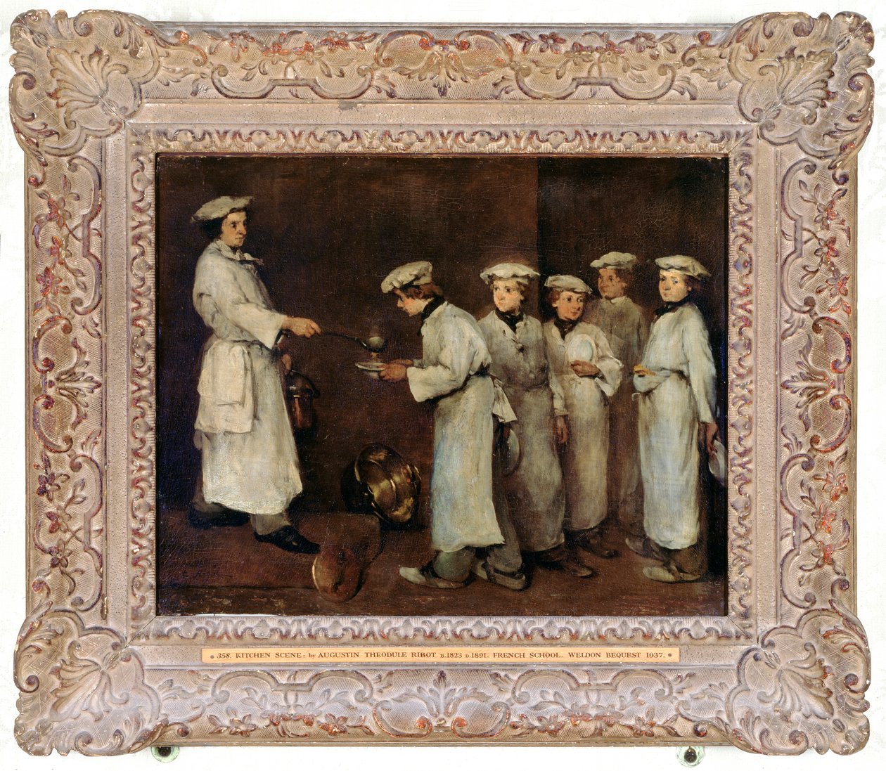 Kitchen Scene by Theodule Ribot