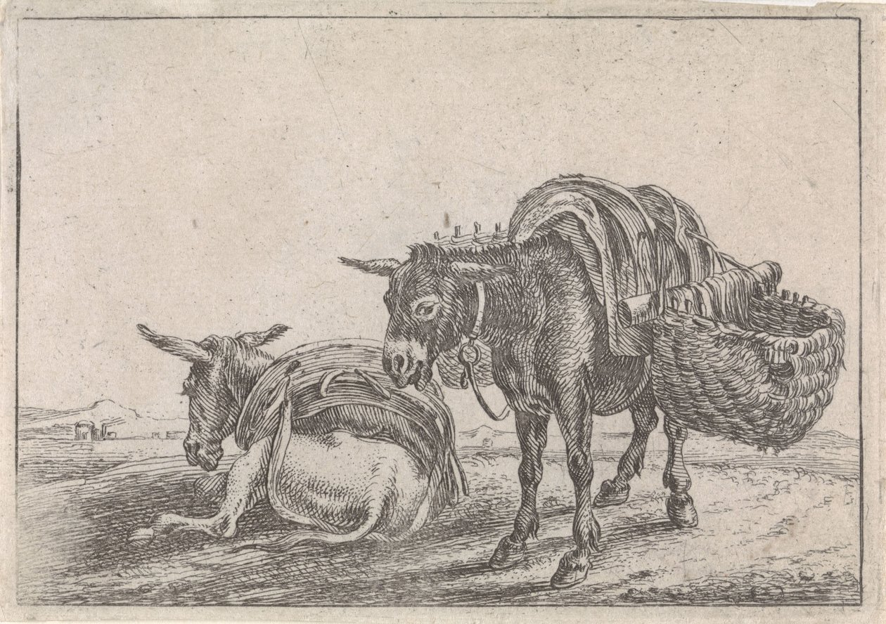 Two Mules by Théodorus van Kessel