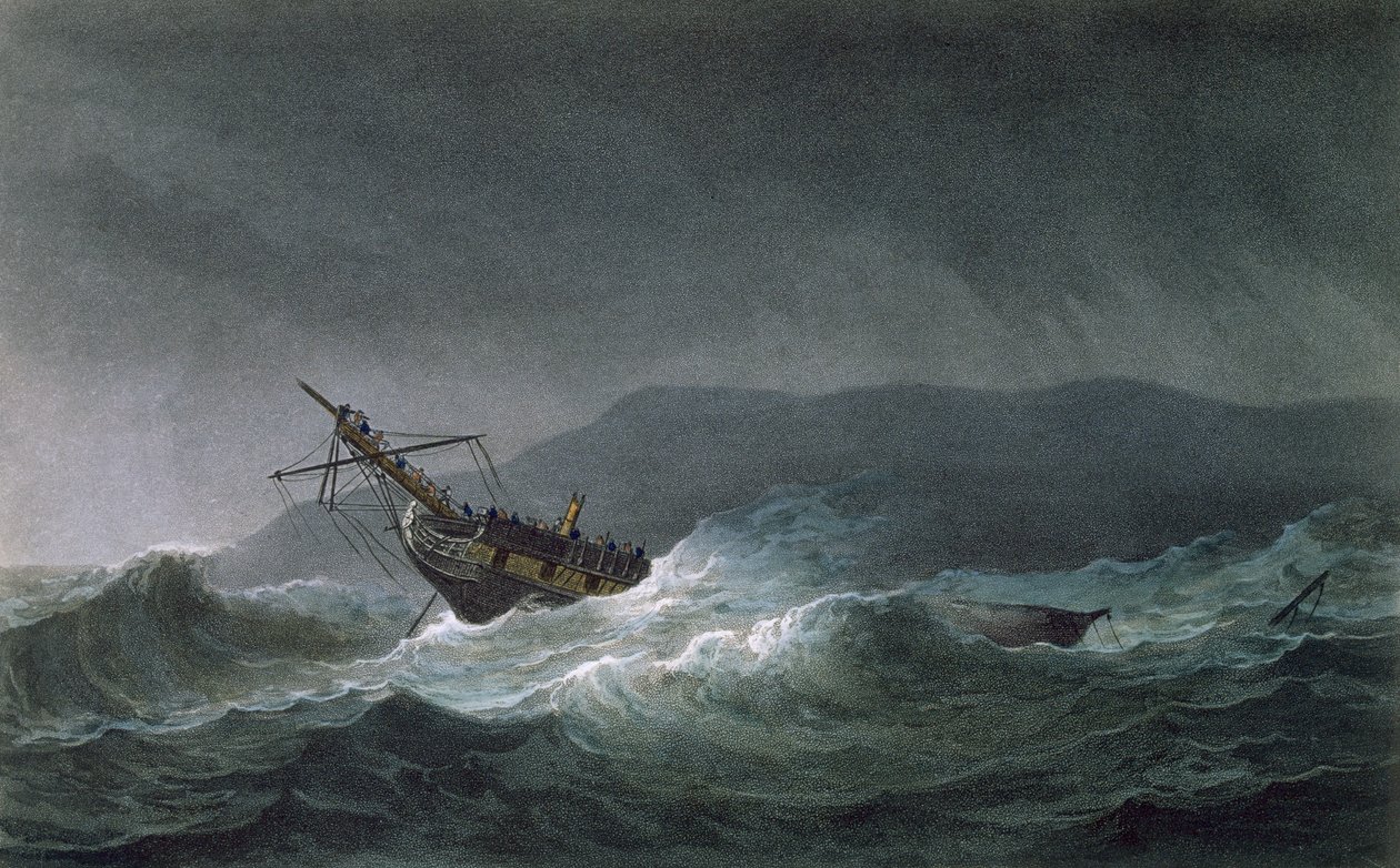 Loss of the Blanche, off Abrevack, 4th March, 1807 by Thomas Whitcombe