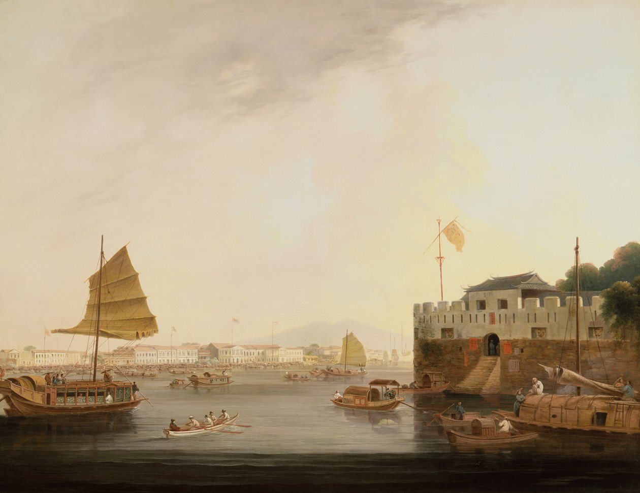 The Hongs, Canton by Thomas Daniell