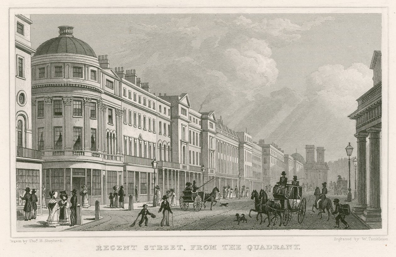 Regent Street, London, from the Quadrant by Thomas Hosmer Shepherd