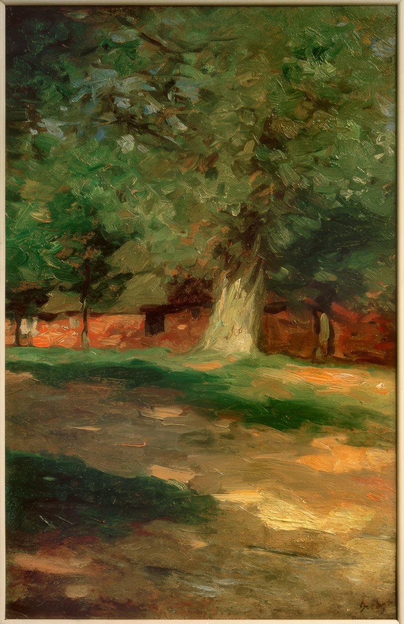 Farmhouse behind Large Tree by Thomas Ludwig Herbst