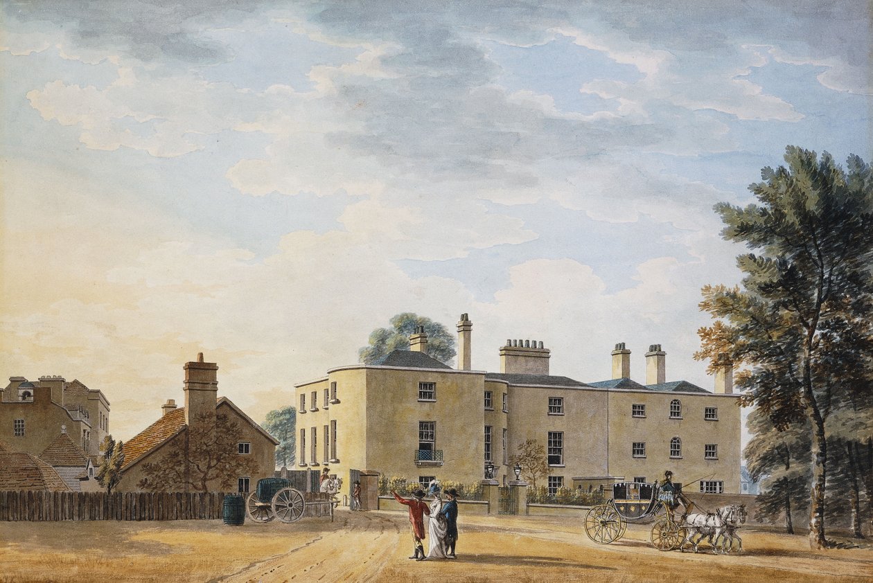 Figures Outside an Elegant Country House by Thomas Malton Jnr.