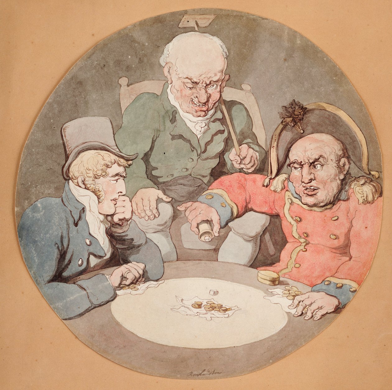 A Game of Dice by Thomas Rowlandson