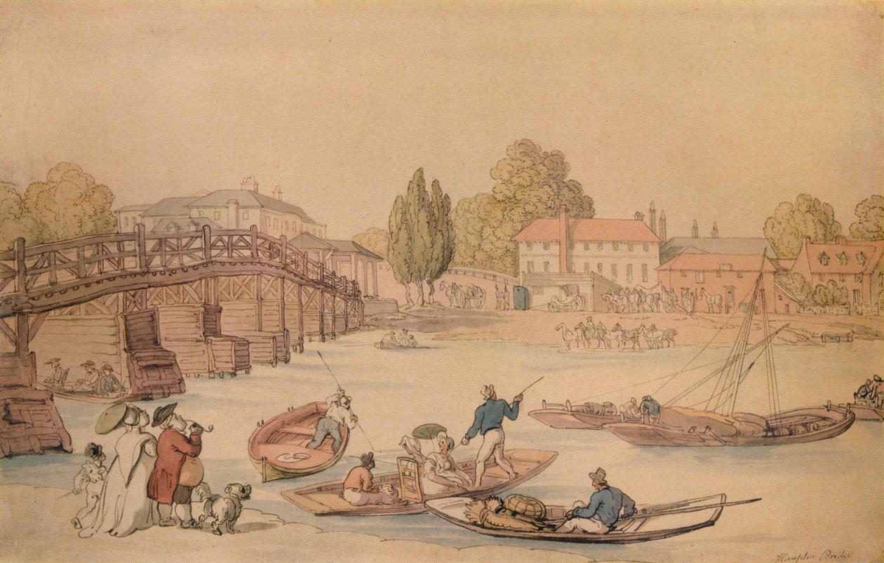 Hampton Bridge, 1800 by Thomas Rowlandson