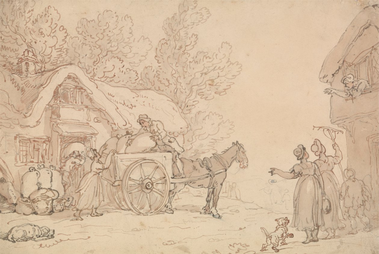 Loading Sacks into a Cart by Thomas Rowlandson