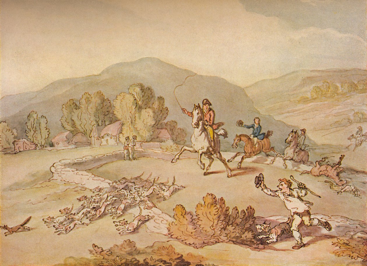 The Village Hunt by Thomas Rowlandson