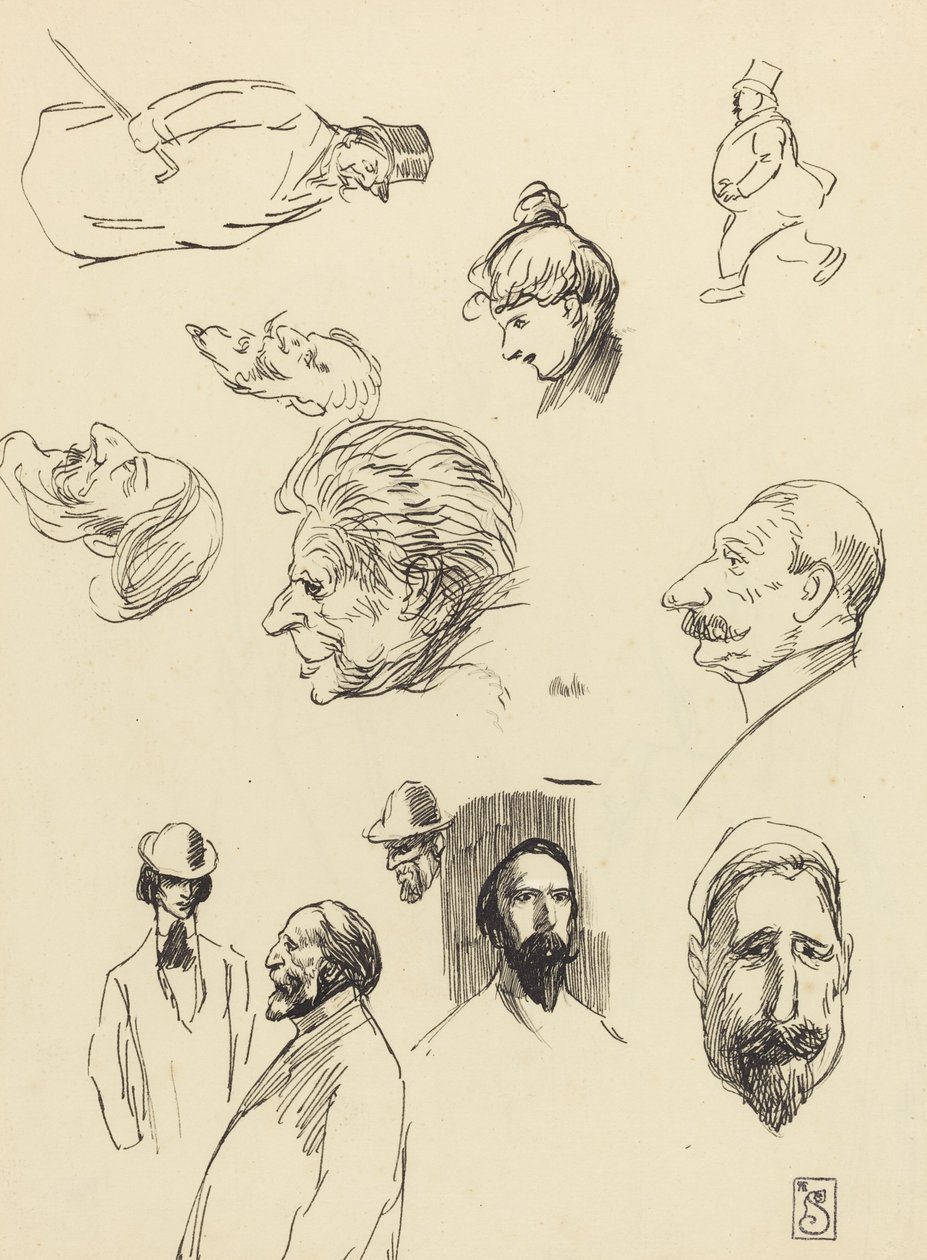 Studies of Figures and Heads by Théophile Alexandre Steinlen