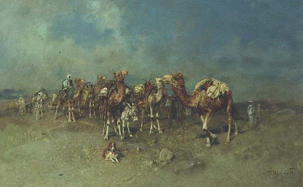 An Arab Caravan by Tito Pelliciotti