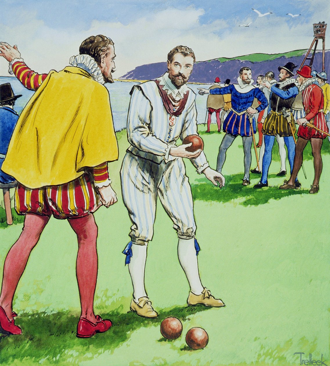 Sir Francis Drake (15403-96) playing bowls, from 