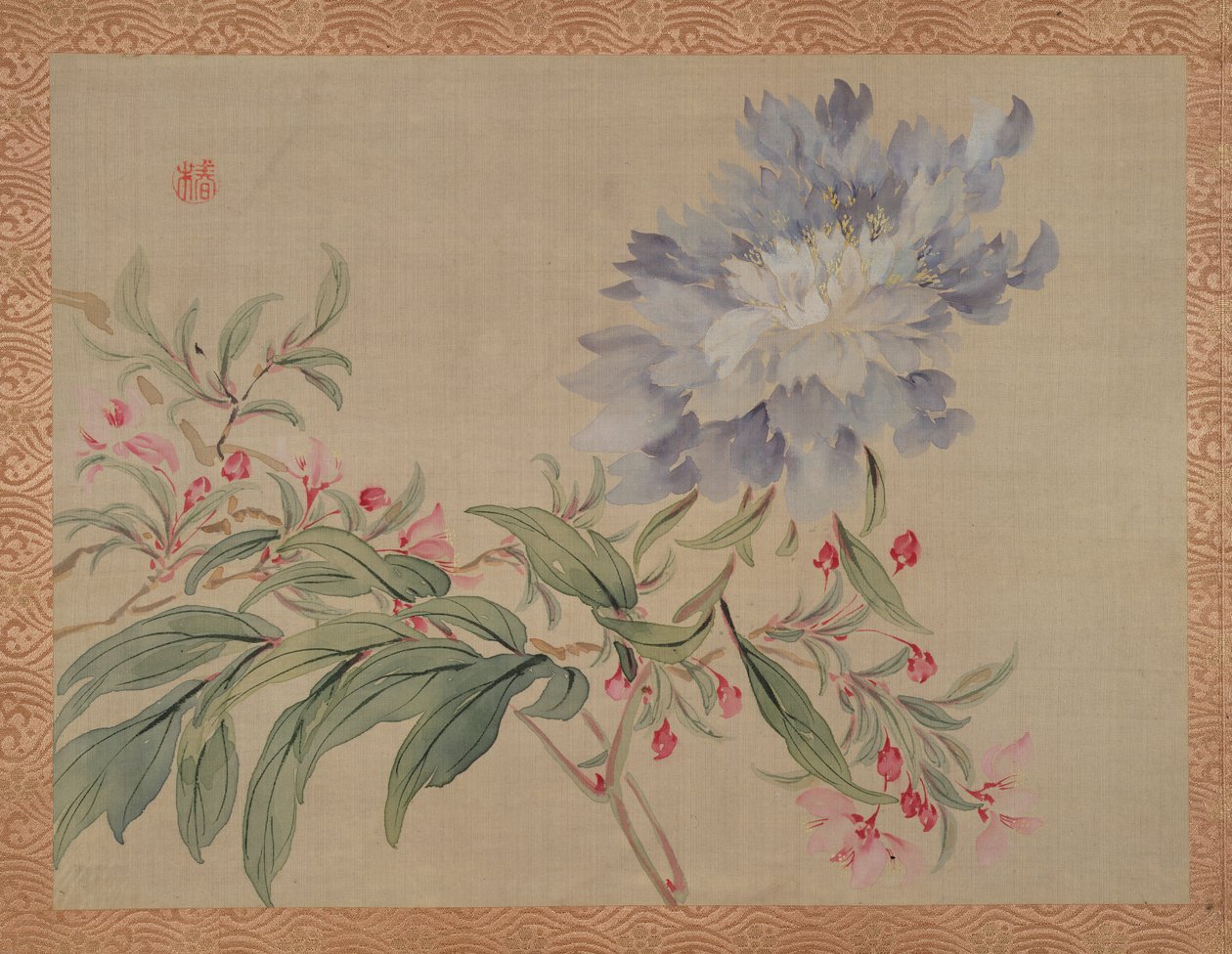 Blossom and a flower by Tsubaki Chinzan