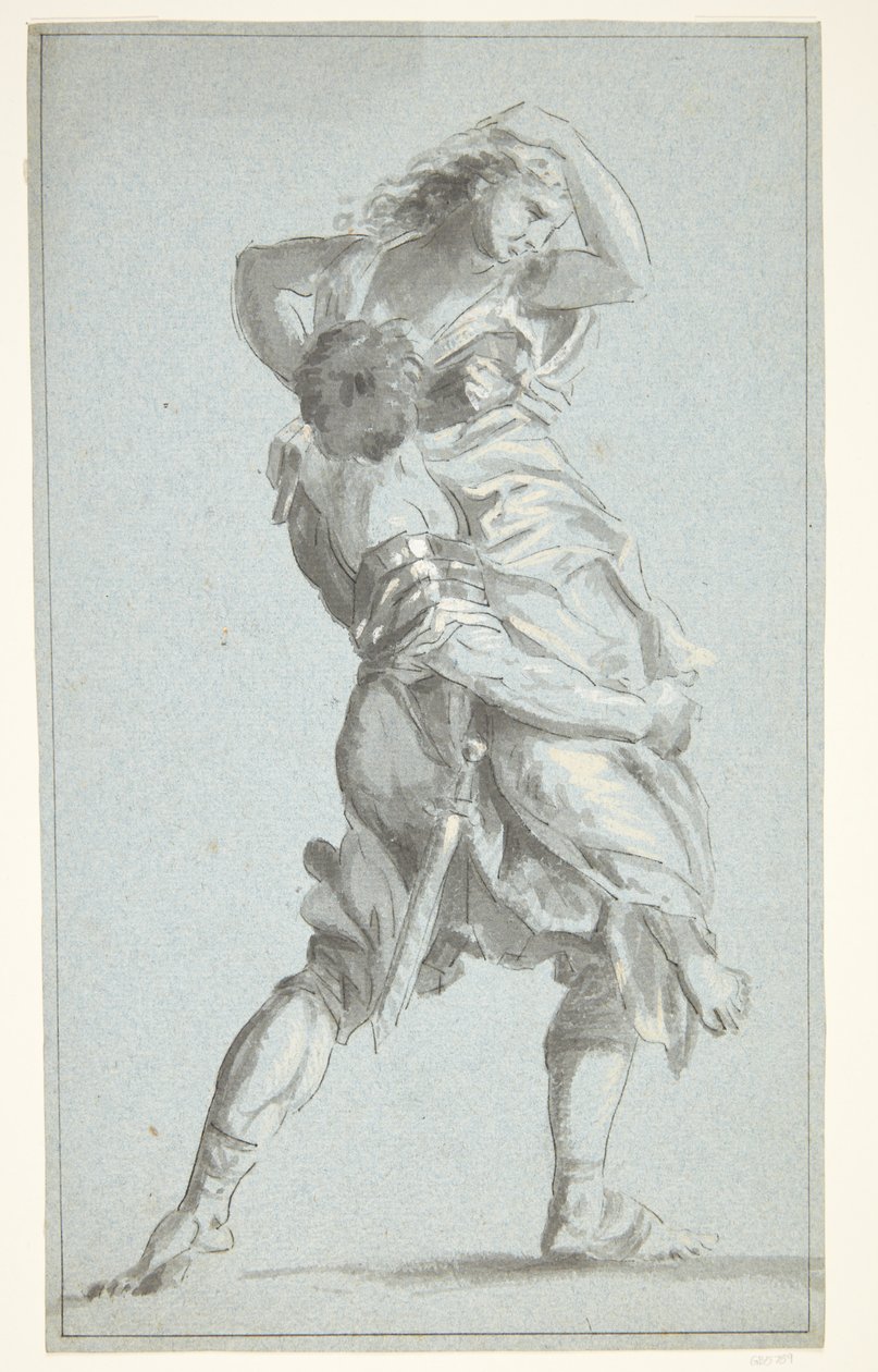A Soldier Lifts a Woman by Ubekendt