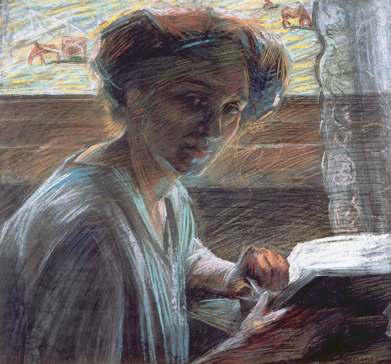 Woman Reading, 1909 by Umberto Boccioni