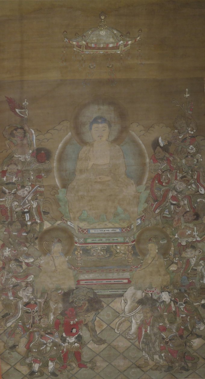 Shaka Triad with Sixteen Deities of the Mahaprajnaparamita Sutra by Unbekannt Unbekannt