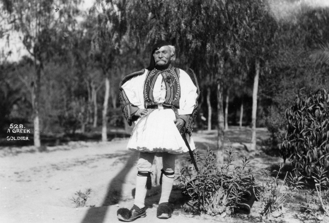 A Greek Soldier in Traditional Uniform, c1920s-c1930s by Unbekannt