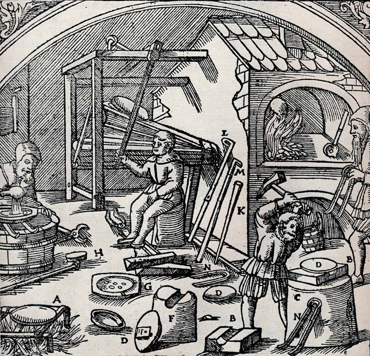 A Silver Refinery, 1556 by Unbekannt