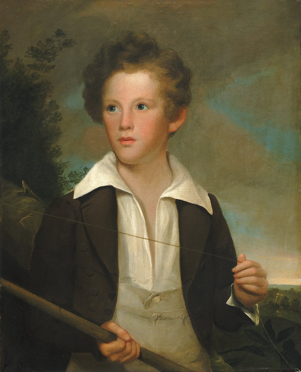 Boy with a Fishing Pole by Unbekannt