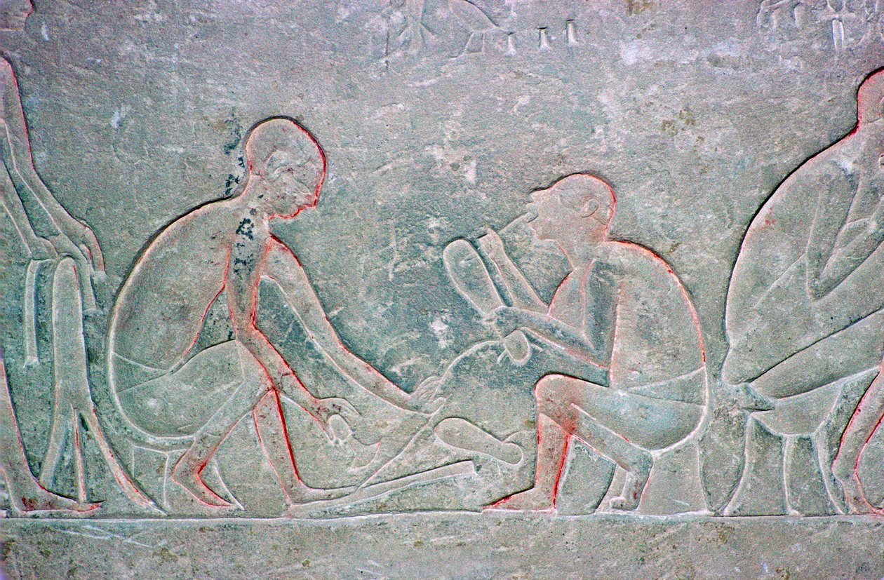 Egyptian relief showing shoemakers by Unbekannt