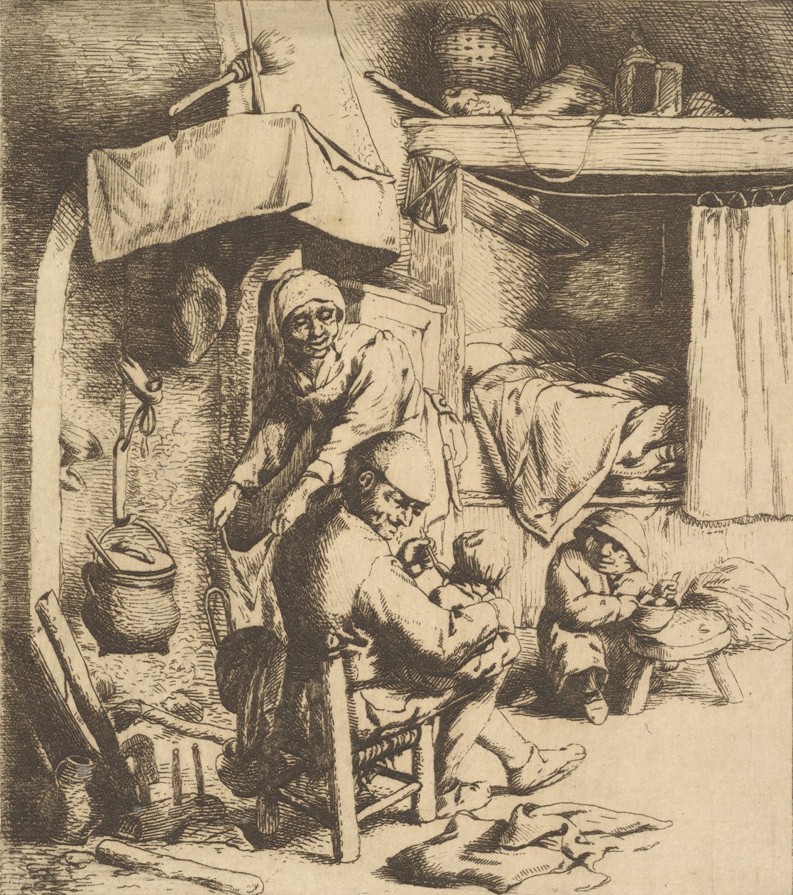 Father Feeding Child by Unbekannt