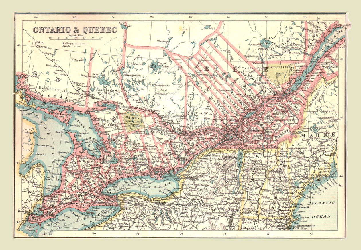 Map of Ontario and Quebec by Unbekannt