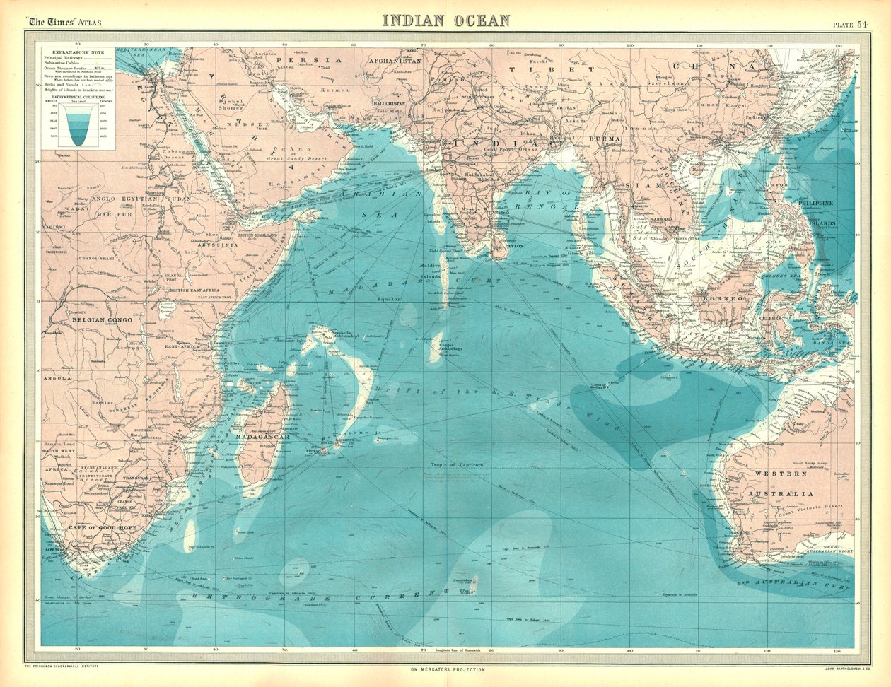 Map of the Indian Ocean by Unbekannt