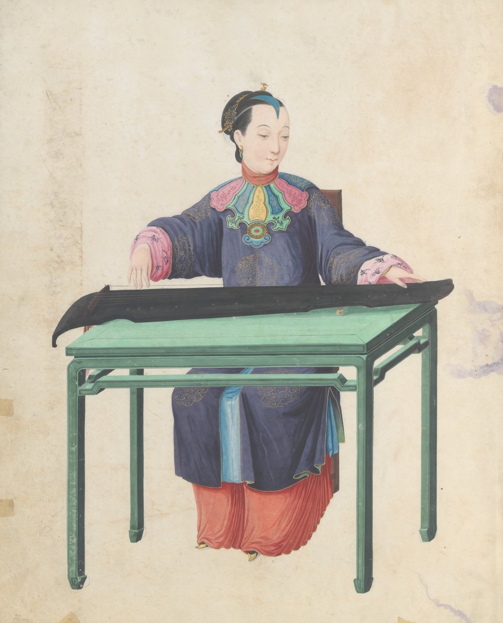 Musician Playing Guqin by Unbekannt