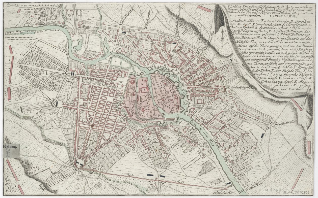 Plan of Berlin 1760 by Unbekannt