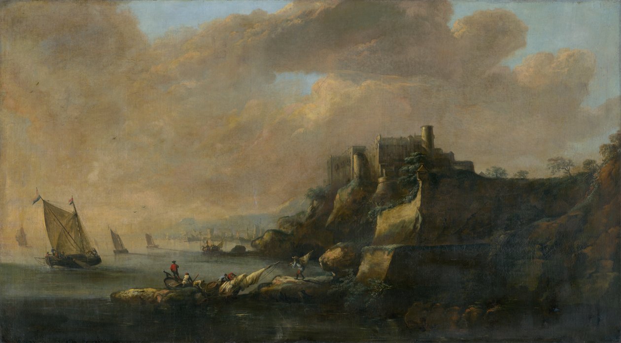 Seascape with a Castle by Unbekannt