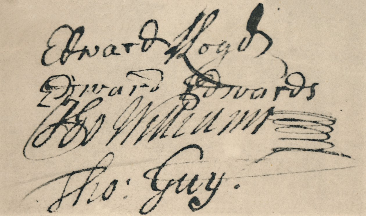 Signature of Edward Lloyd, 1692, 1928 by Unbekannt