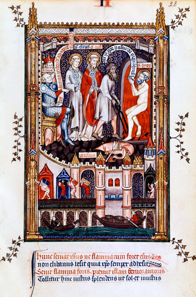 St Denis is Thrown into the Furnace, 1317 by Unbekannt