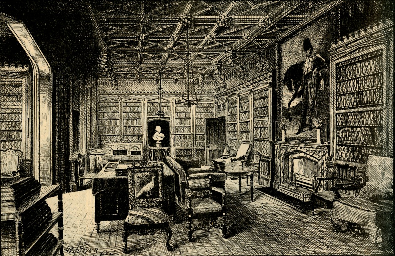 The Library at Abbotsford by Unbekannt