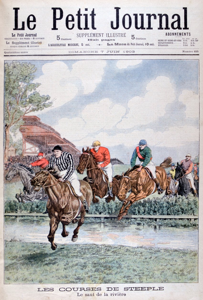 The water jump at the steeplechase, Auteuil, 1903 by Unbekannt